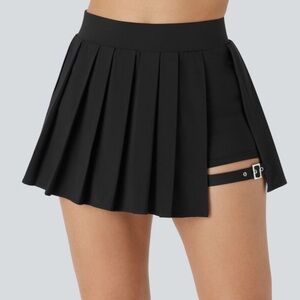 HALARA High Waisted Pleated 2-in-1 Pocket Adjustable Buckle Micro Mini Skirt NWT